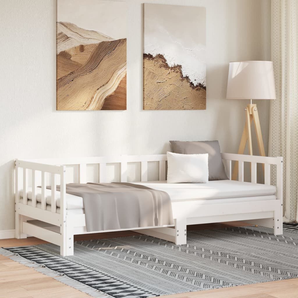 vidaXL Pull-out Day Bed without Mattress White 2x(90x200)cm