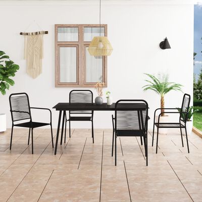 vidaXL 5 Piece Garden Dining Set Cotton Rope and Steel Black,  vidaXL 5 Piece Garden Dining Set Cotton Rope and Steel Black
