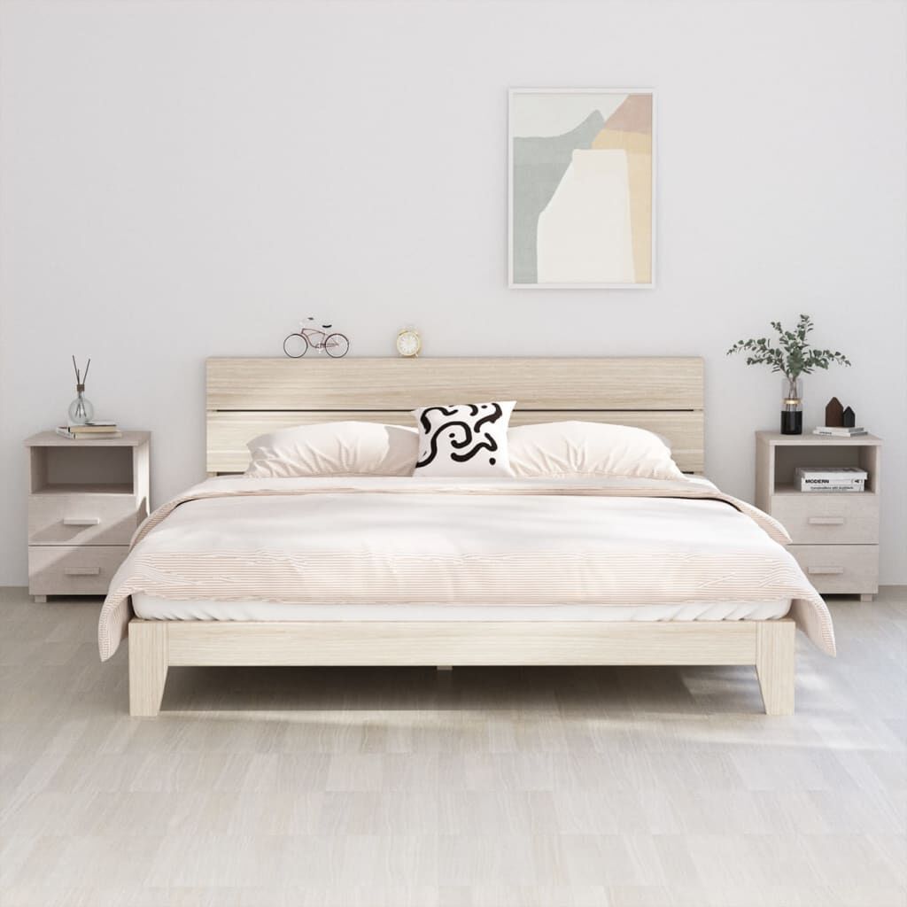 vidaXL Bedside Cabinets HAMAR 2 pcs White 40x35x62 cm Solid Wood
