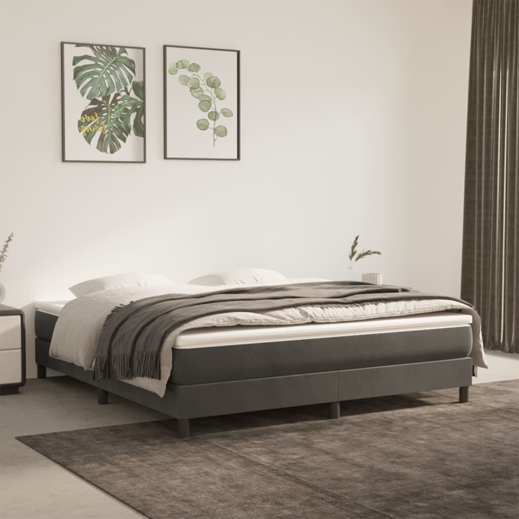 vidaXL Bed Frame without Mattress Dark Grey 180x200 cm Super King Velvet