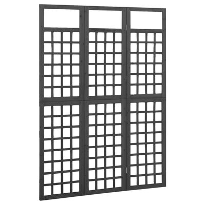 vidaXL 3-Panel Room Divider/Trellis Solid Fir Wood Black 121x180 cm, black vidaXL 3-Panel Room Divider/Trellis Solid Fir Wood Black 121x180 cm