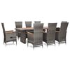 vidaXL 9 Piece Outdoor Dining Set with Cushions Poly Rattan Grey