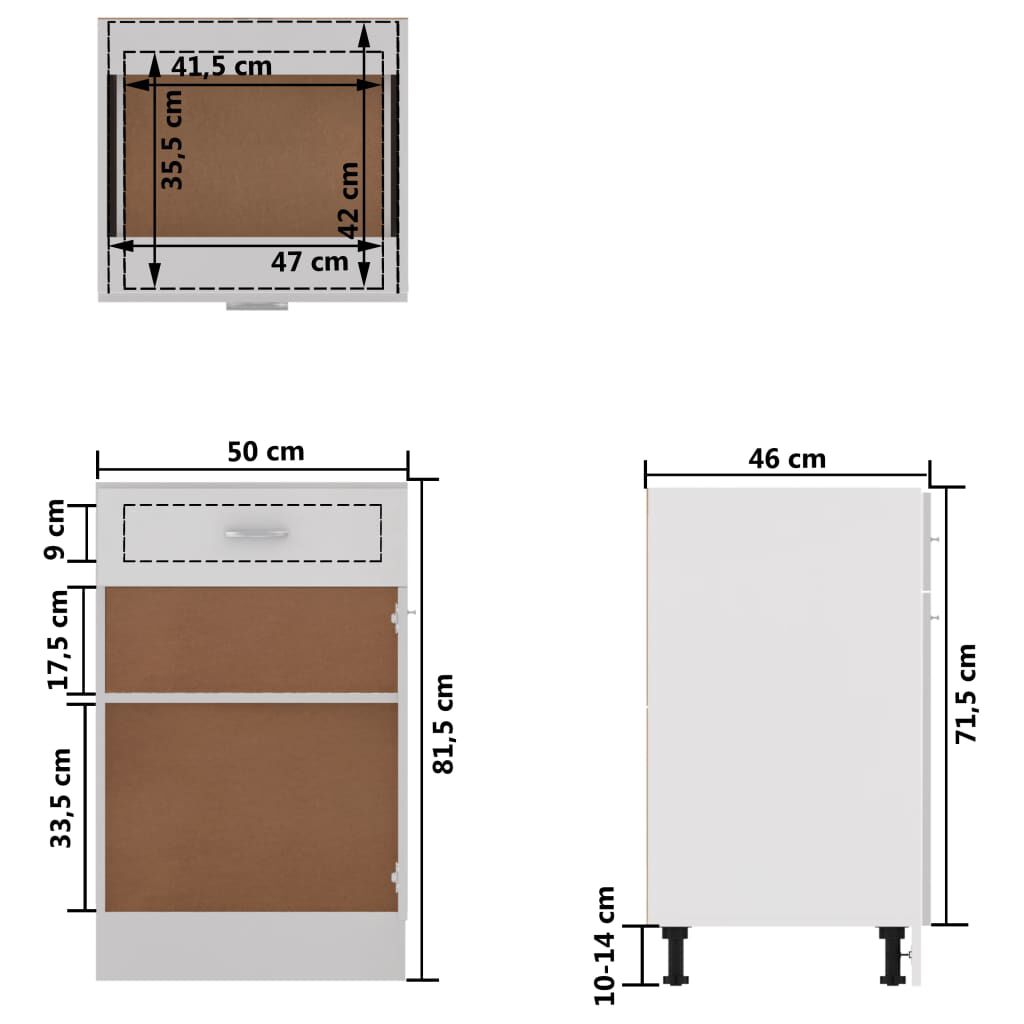 vidaXL Drawer Bottom Cabinet Lyon White 50x46x81.5 cm Engineered Wood