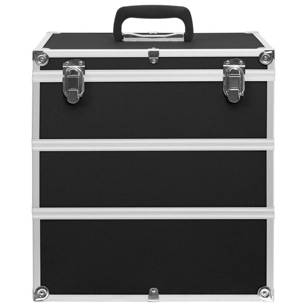 vidaXL Make-up Case 37x24x40 cm Black Aluminium