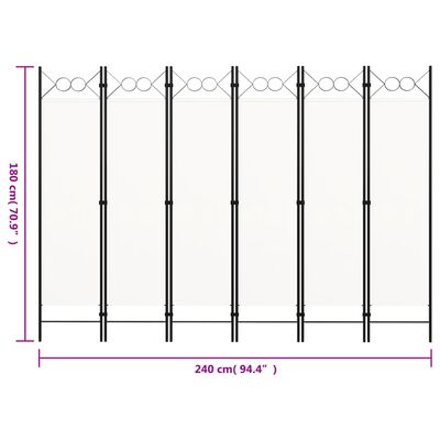 vidaXL 6-Panel Room Divider White 240x180 cm, white vidaXL 6-Panel Room Divider White 240x180 cm