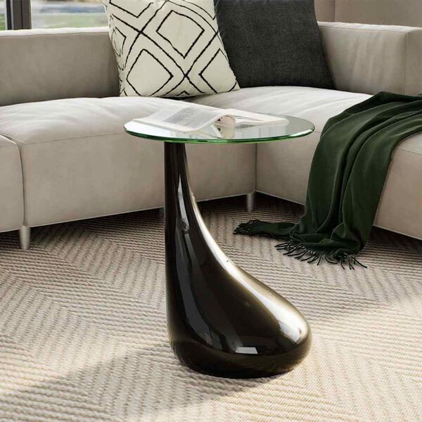 vidaXL Coffee Table with Round Glass Top High Gloss Black