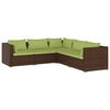 vidaXL 5 Piece Garden Lounge Set with Cushions Poly Rattan Brown