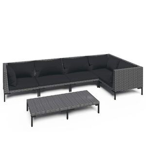 vidaXL 6 Piece Garden Lounge Set with Cushions Poly Rattan Dark Grey