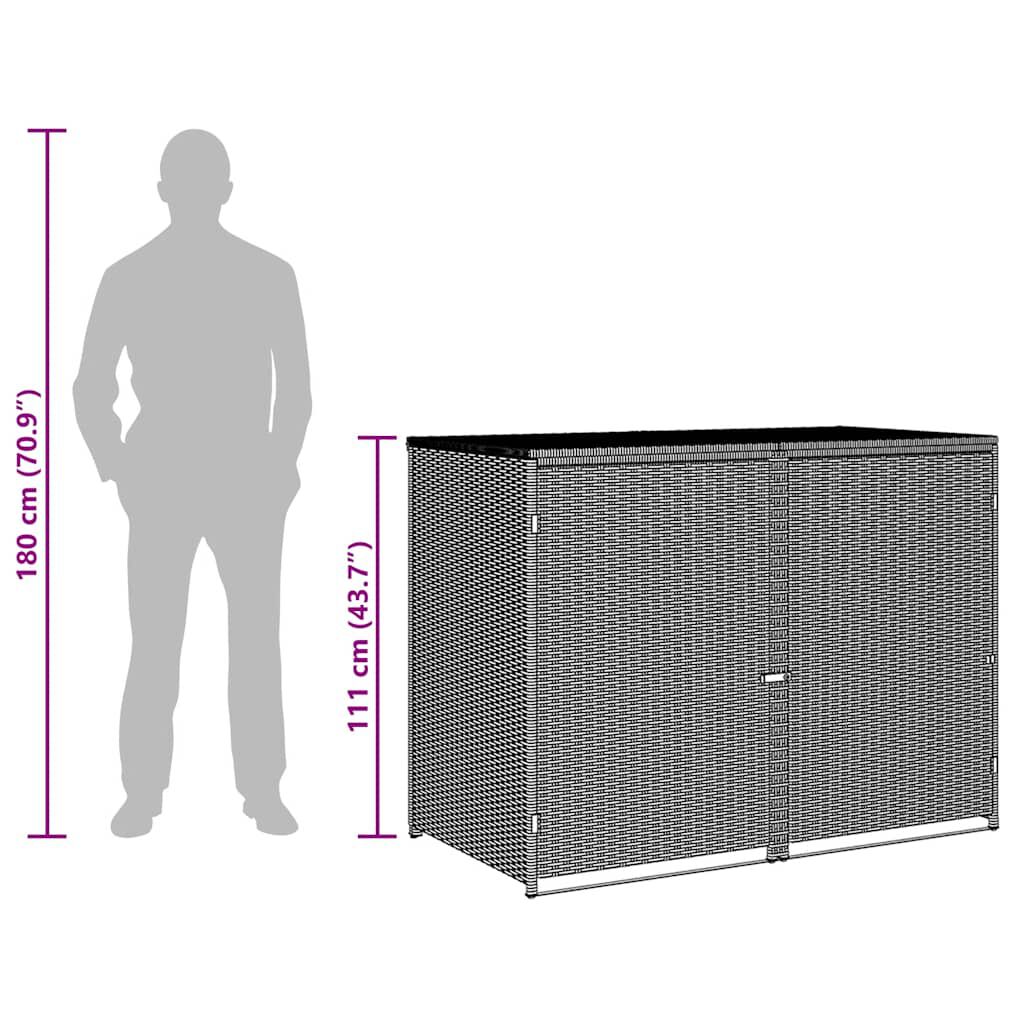 vidaXL Double Wheelie Bin Shed Poly Rattan Anthracite 148x77x111 cm