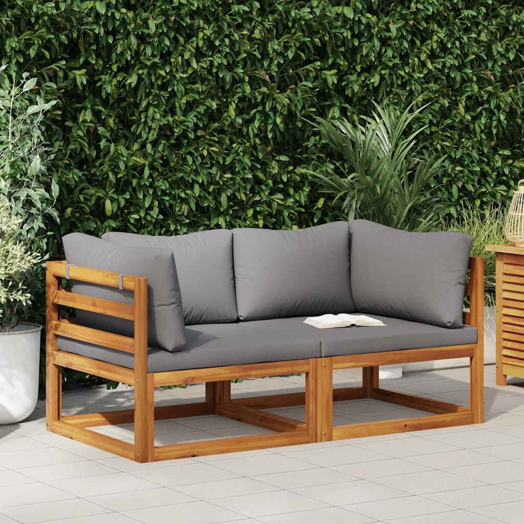 vidaXL Sectional Corner Sofas 2 pcs with Cushions Dark Grey
