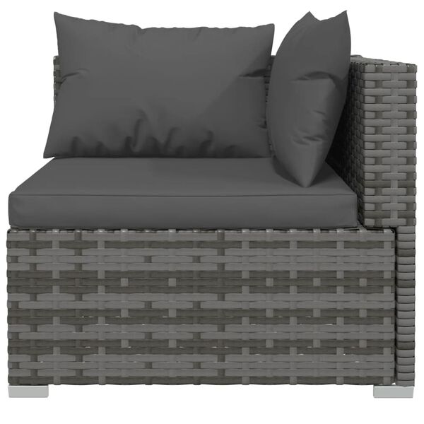 vidaXL 13 Piece Garden Lounge Set with Cushions Grey Poly Rattan