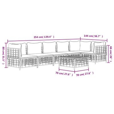 vidaXL 7 Piece Garden Lounge Set with Cushions Anthracite Poly Rattan