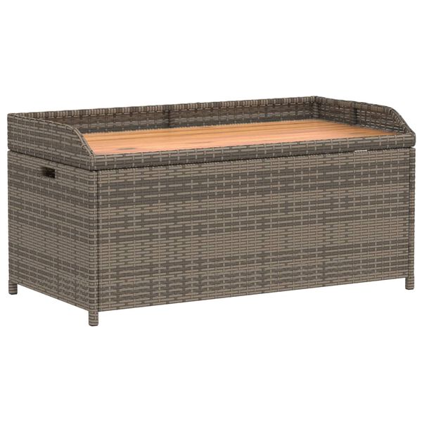 vidaXL Storage Bench Grey 100x50x52 cm Poly Rattan and Acacia Wood