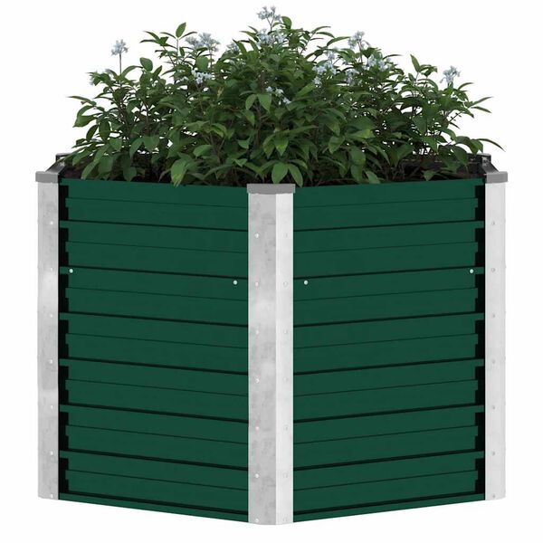 vidaXL Garden Raised Bed Galvanised Steel 129x129x77 cm Green