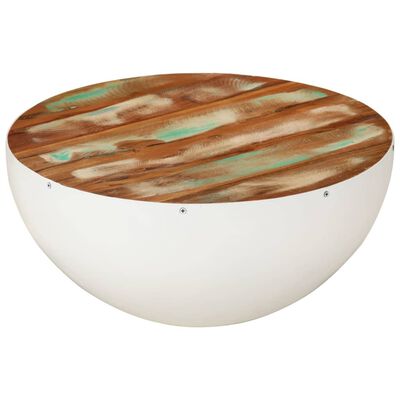 vidaXL Bowl-shaped Coffee Table White Ø50x24 cm Solid Wood Reclaimed