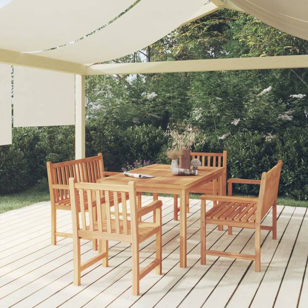 vidaXL 5 Piece Garden Dining Set Solid Wood Teak