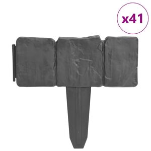 vidaXL Plastic Garden / Lawn Fence Stone Look 41 pcs 10 m