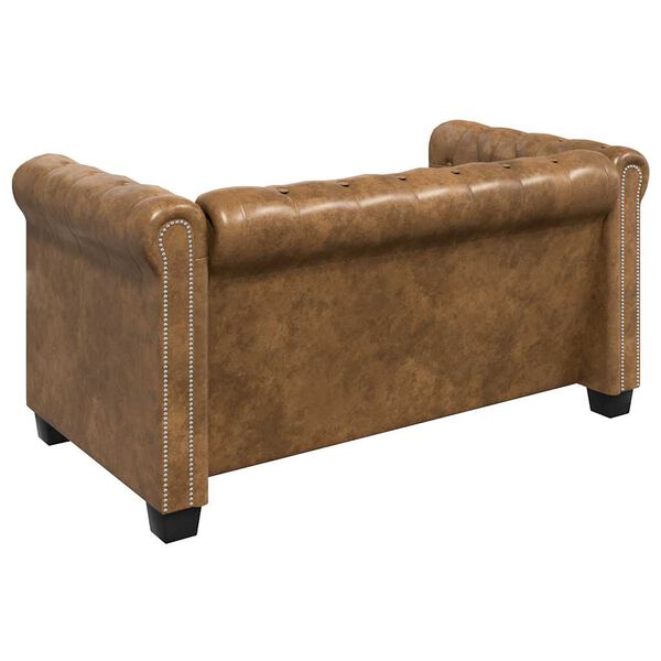 vidaXL Chesterfield Sofa 2-Seater Artificial Leather Brown
