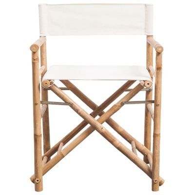 vidaXL Folding Director's Chair 2 pcs Bamboo and Canvas, white vidaXL Folding Director's Chair 2 pcs Bamboo and Canvas