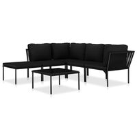 vidaXL 6 Piece Garden Lounge Set with Cushions Black PVC,  vidaXL 6 Piece Garden Lounge Set with Cushions Black PVC