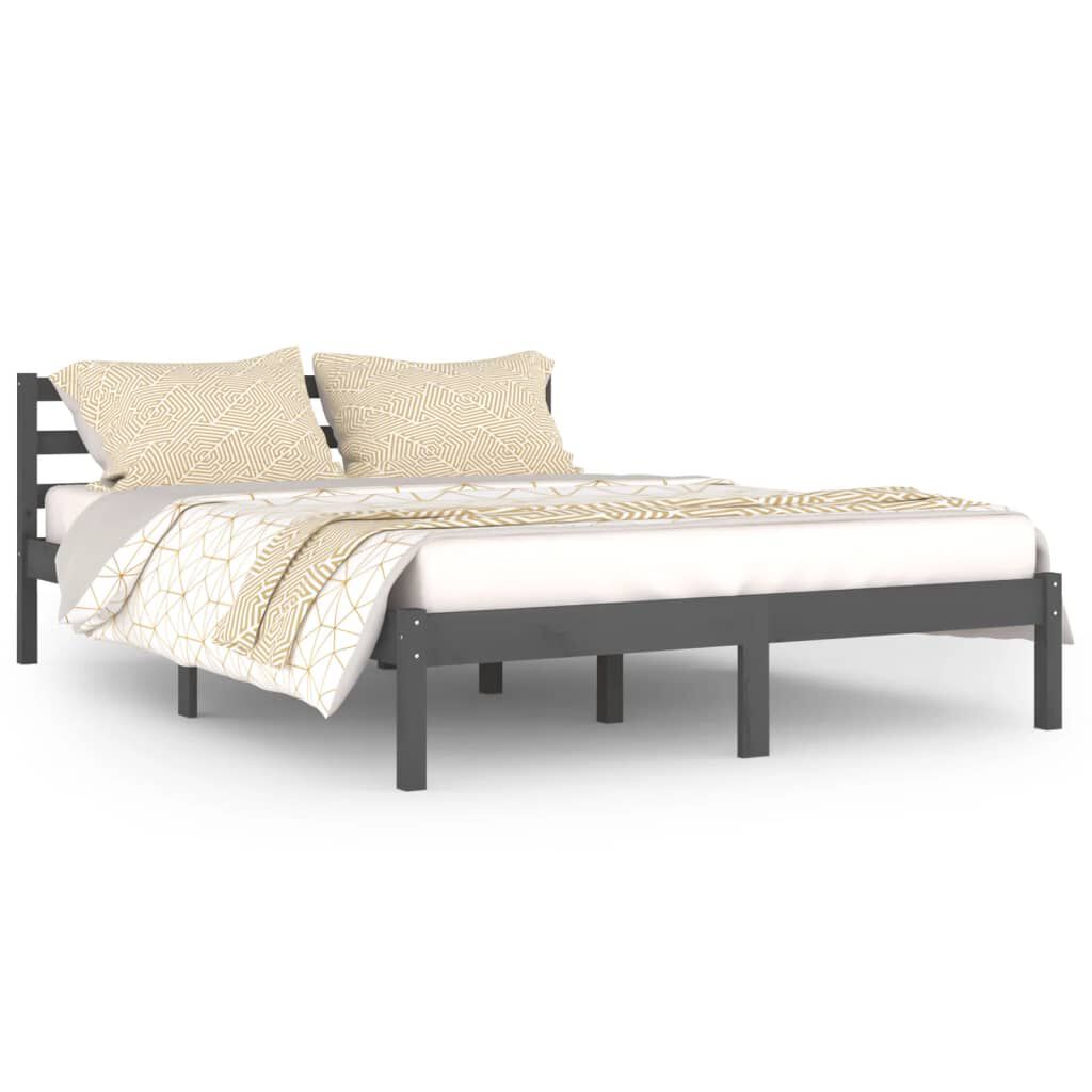 vidaXL Bed Frame without Mattress Solid Wood Pine 140x200cm Grey