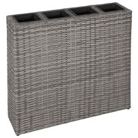 vidaXL Garden Raised Bed with 4 Pots Poly Rattan Grey, grey vidaXL Garden Raised Bed with 4 Pots Poly Rattan Grey