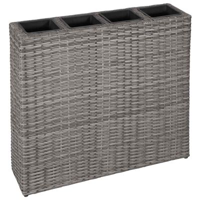 vidaXL Garden Raised Bed with 4 Pots Poly Rattan Grey, grey vidaXL Garden Raised Bed with 4 Pots Poly Rattan Grey