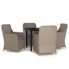 vidaXL 5 Piece Garden Dining Set with Cushions Brown