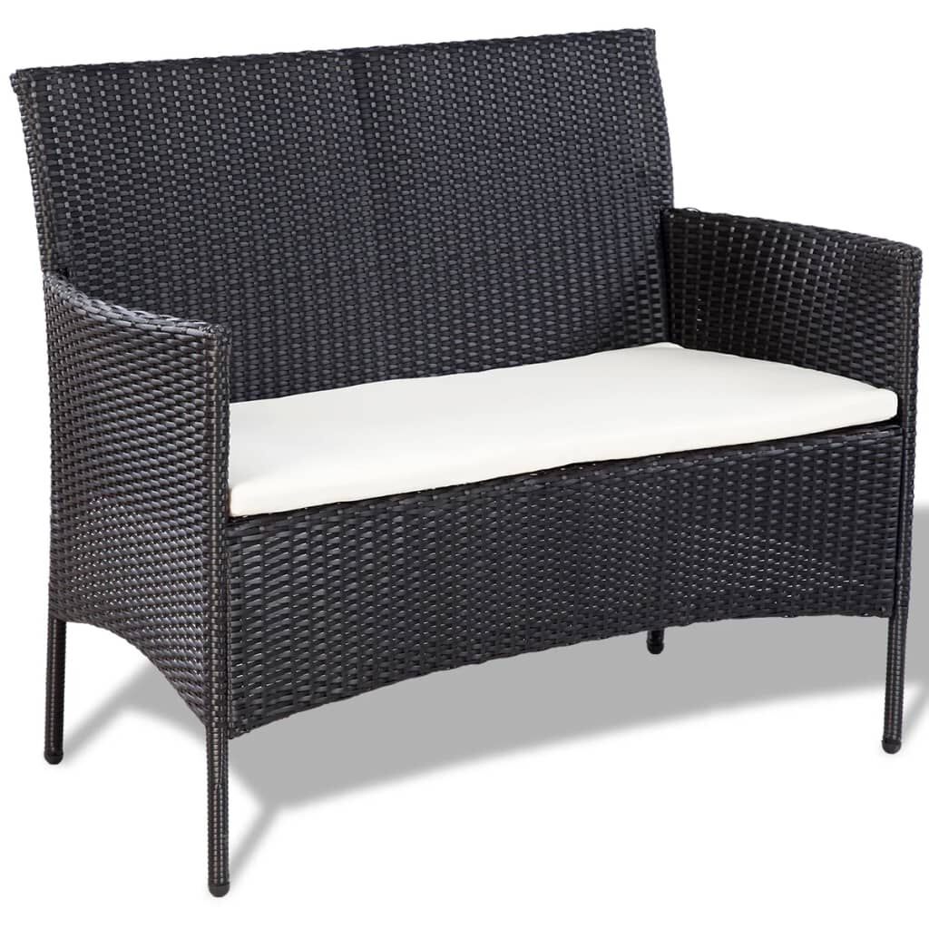 vidaXL Garden Sofa Set 7 Pieces Poly Rattan Black and Cream White
