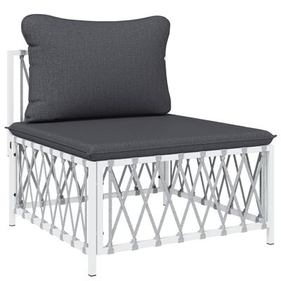 vidaXL 5 Piece Garden Lounge Set with Cushions White Steel