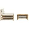 vidaXL 3 Piece Garden Lounge Set with Cream White Cushions Bamboo