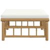 vidaXL Garden Footstool with Cream White Cushion Bamboo