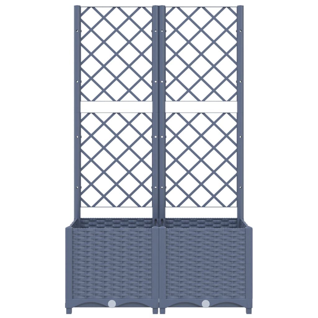 vidaXL Garden Planter with Trellis Blue Grey 80x40x136 cm PP