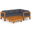 vidaXL 5 Piece Garden Lounge Set with Dark Grey Cushions Acacia Wood