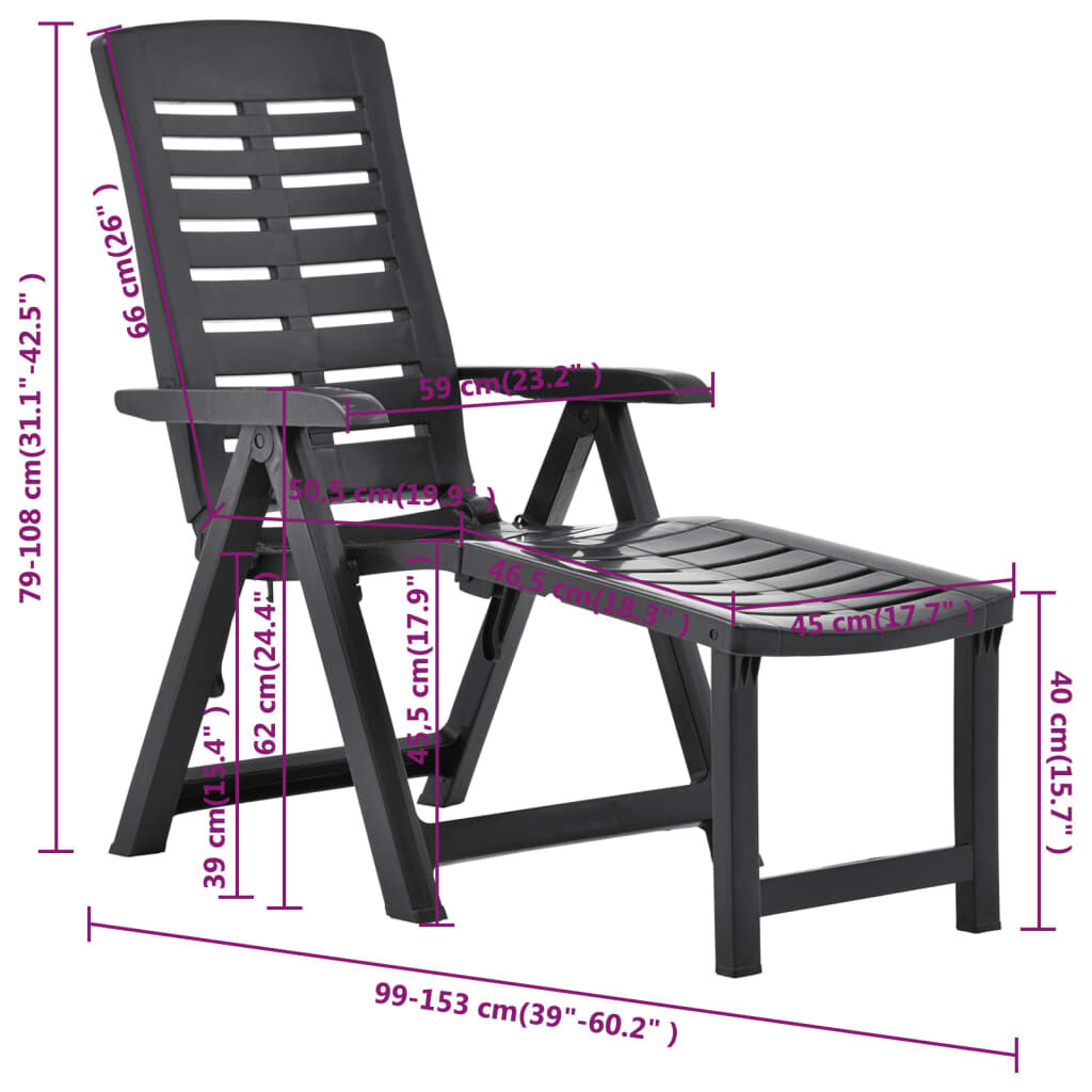 vidaXL Folding Sun Lounger Plastic Anthracite