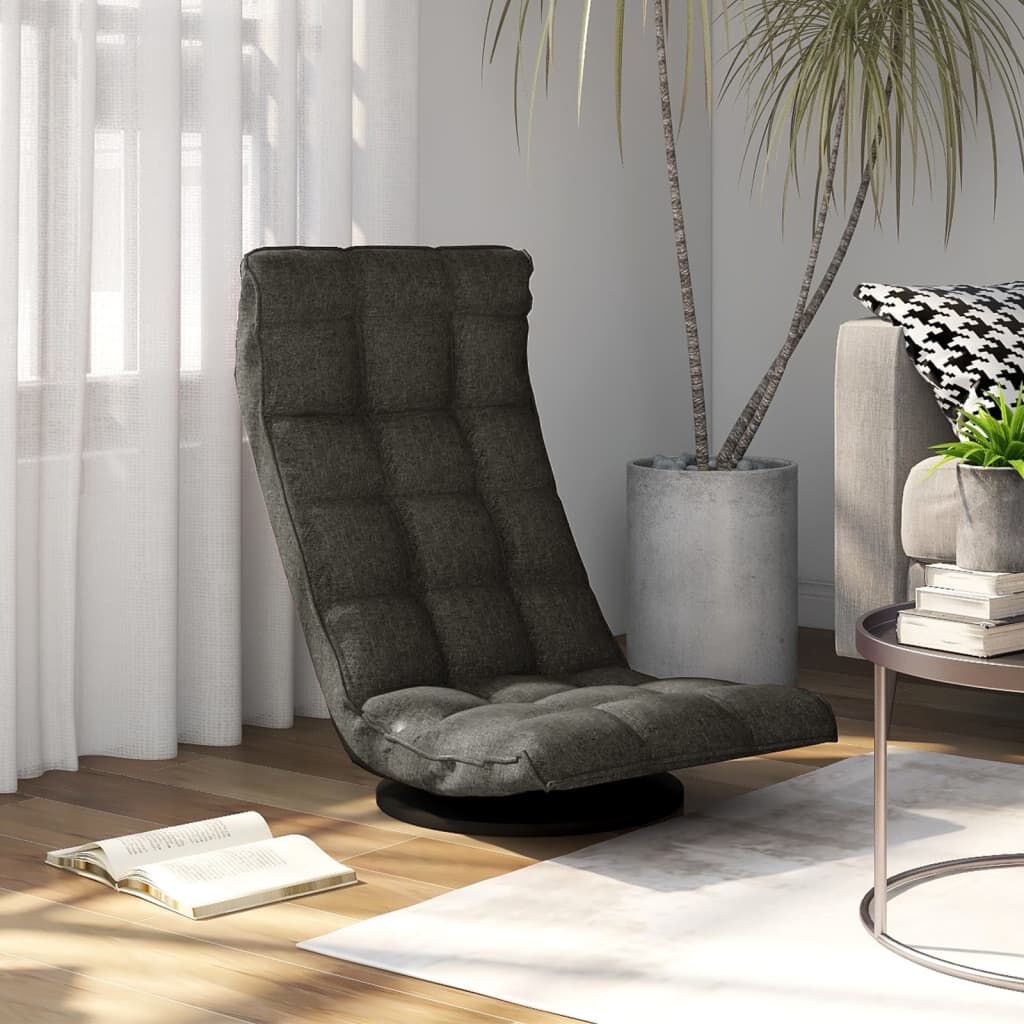 vidaXL Swivel Floor Chair Dark Grey Fabric