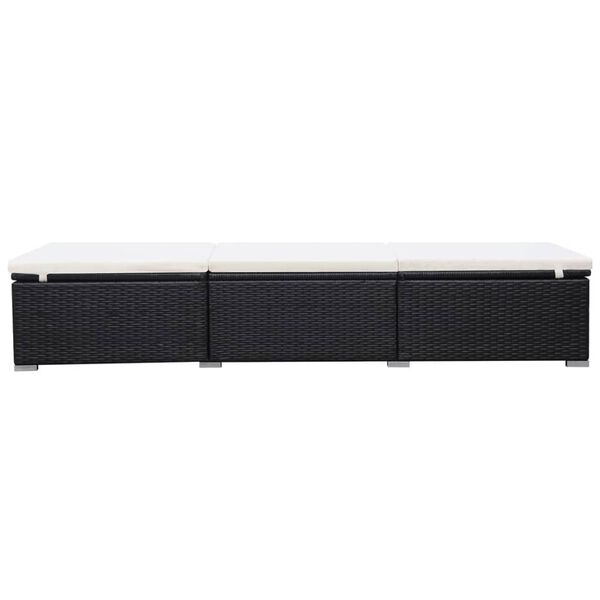 vidaXL Sun Lounger with Cushion Poly Rattan Black