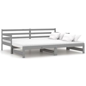 vidaXL Pull-out Day Bed without Mattress Grey 2x(90x200)cm