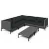 vidaXL 6 Piece Garden Lounge Set with Cushions Poly Rattan Dark Grey