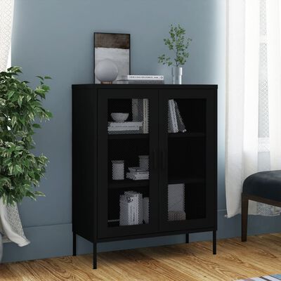 vidaXL Storage Cabinet Black 80x35x101.5 cm Steel