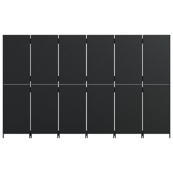 vidaXL Room Divider 6 Panels Black Poly Rattan