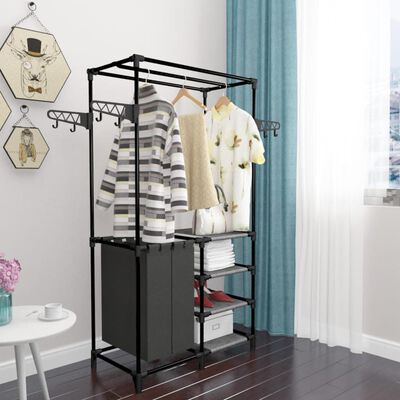 vidaXL Clothes Rack Steel and Non-woven Fabric 87x44x158 cm Black,  vidaXL Clothes Rack Steel and Non-woven Fabric 87x44x158 cm Black