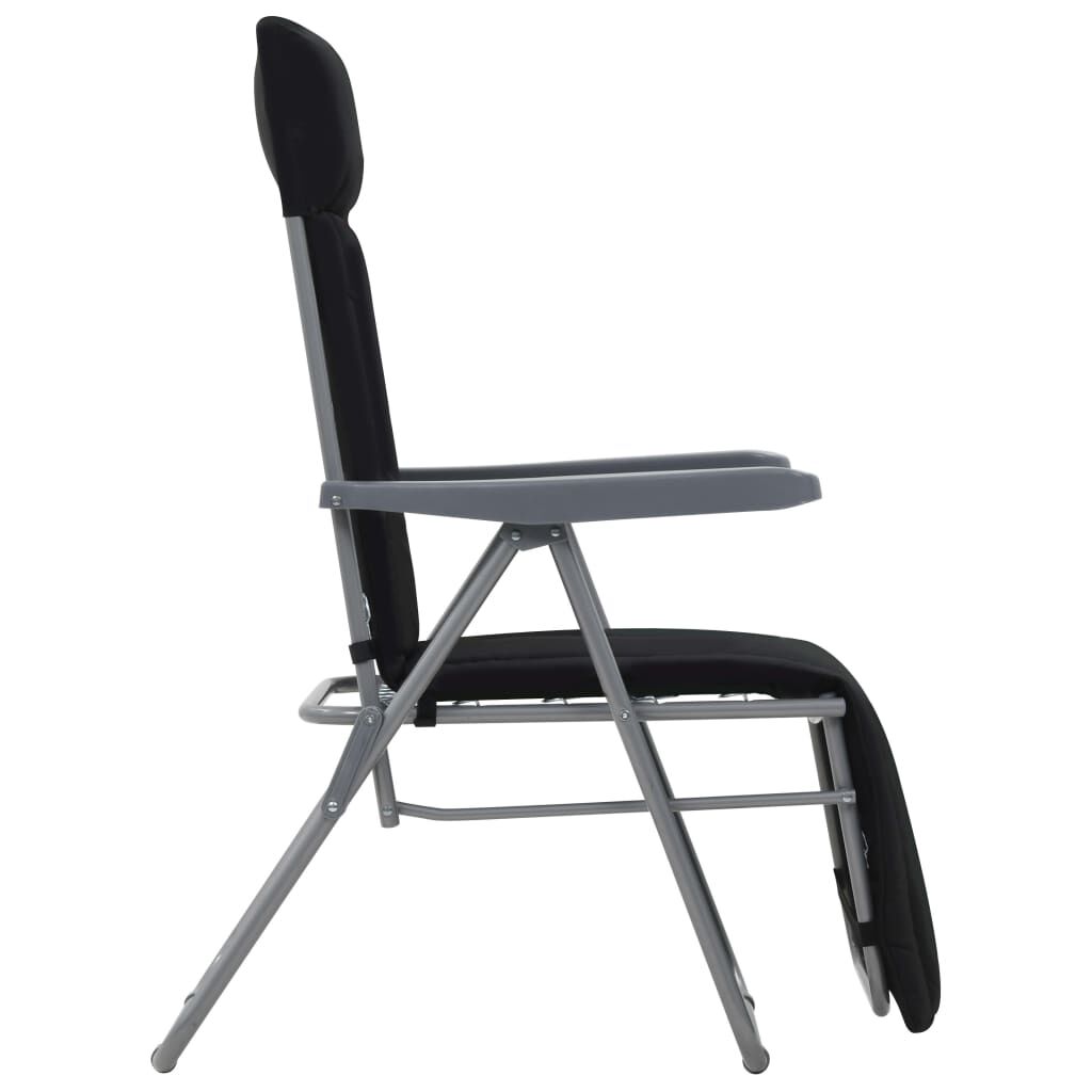 vidaXL Folding Garden Chairs with Cushions 2 pcs Black
