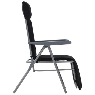 vidaXL Folding Garden Chairs with Cushions 2 pcs Black, black vidaXL Folding Garden Chairs with Cushions 2 pcs Black