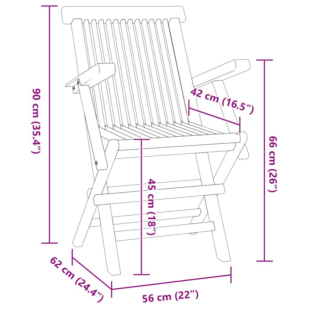 vidaXL 5 Piece Folding Outdoor Dining Set Solid Wood Teak