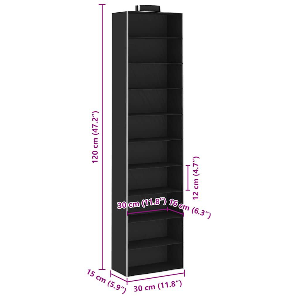 vidaXL Hanging Closet Organisers 2 pcs with 10 Shelves Fabric