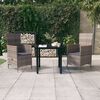 vidaXL 3 Piece Garden Dining Set with Cushions Grey