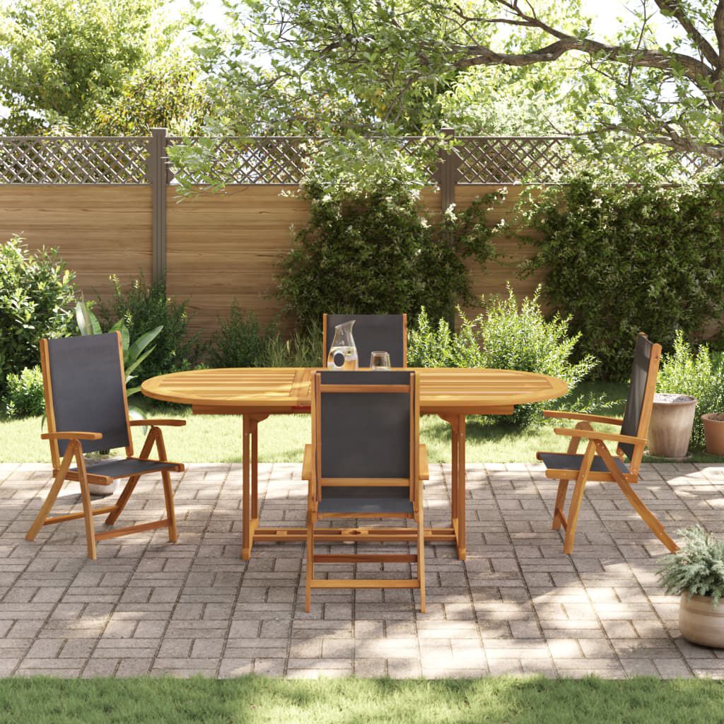 vidaXL 5 Piece Garden Dining Set Solid Wood Acacia and Textilene