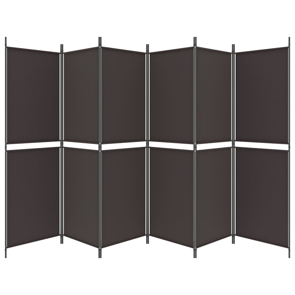 vidaXL 6-Panel Room Divider Brown 300x180 cm Fabric