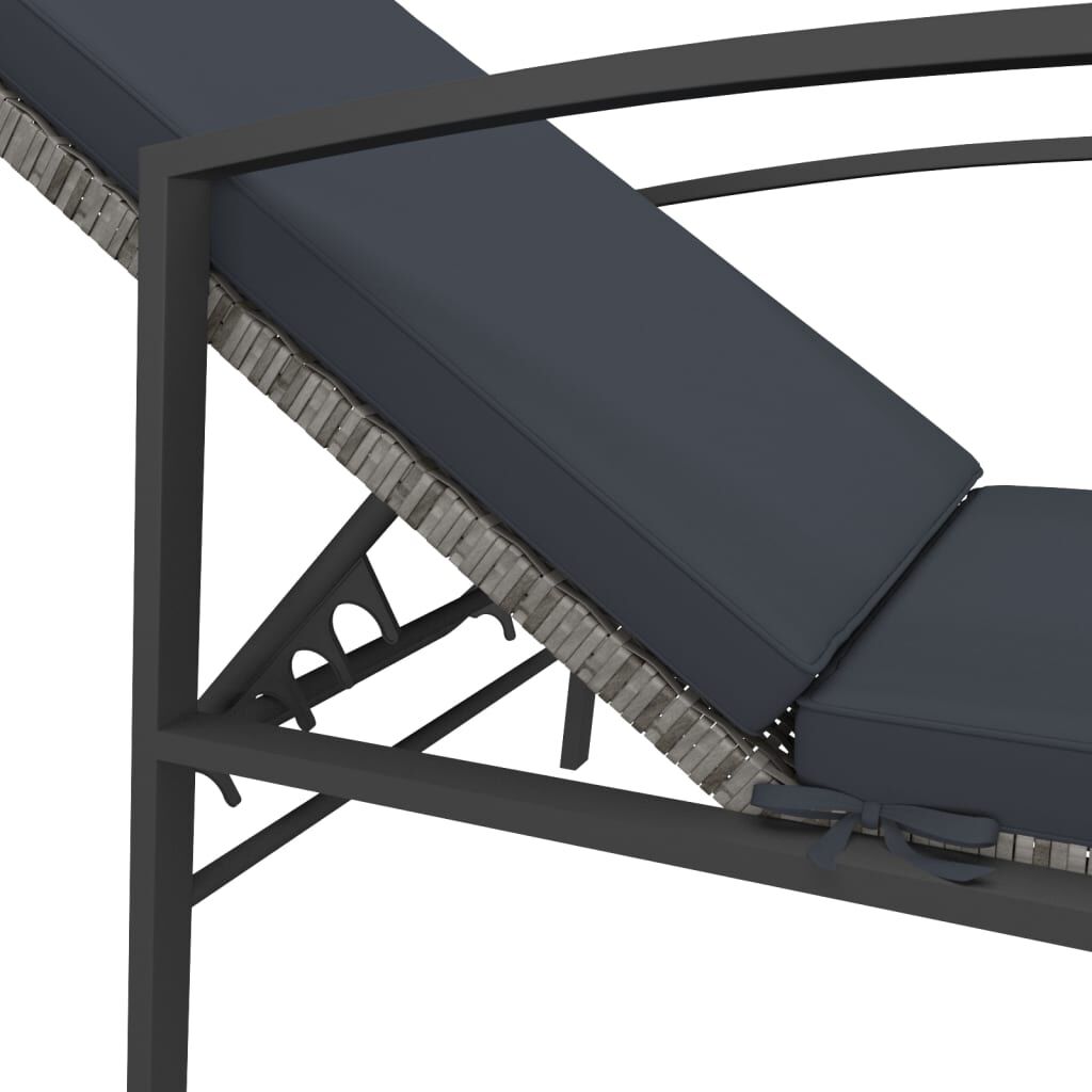 vidaXL Garden Sun Lounger with Cushion Poly Rattan Grey